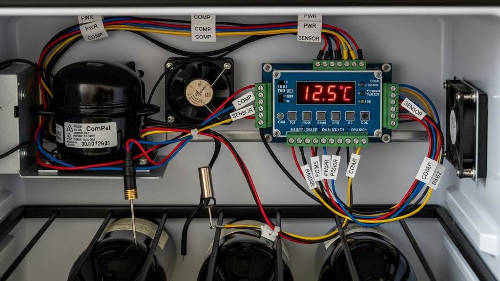 Temperature controller wiring for homemade wine fridge