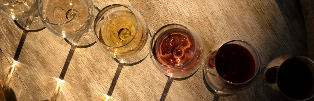 Concept showing wine tasting techniques, aromas, and glassware.